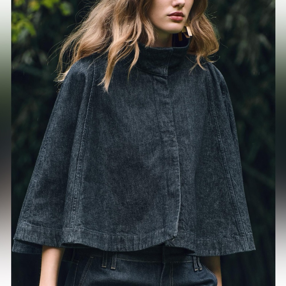 Zara ZW collection Denim cape Dark Blue NWT - Picture 1 of 8